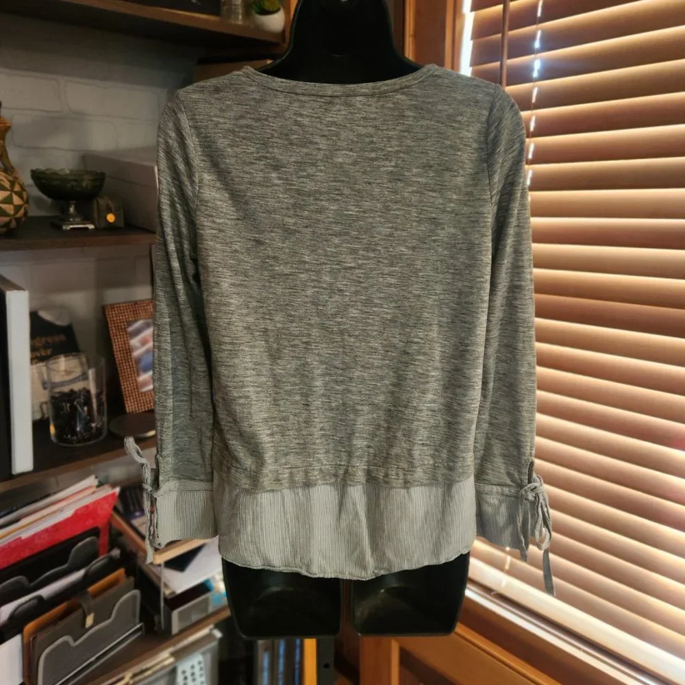 .Textured Gray Mock Layered Blouse from LOFT - Picture 2 of 5